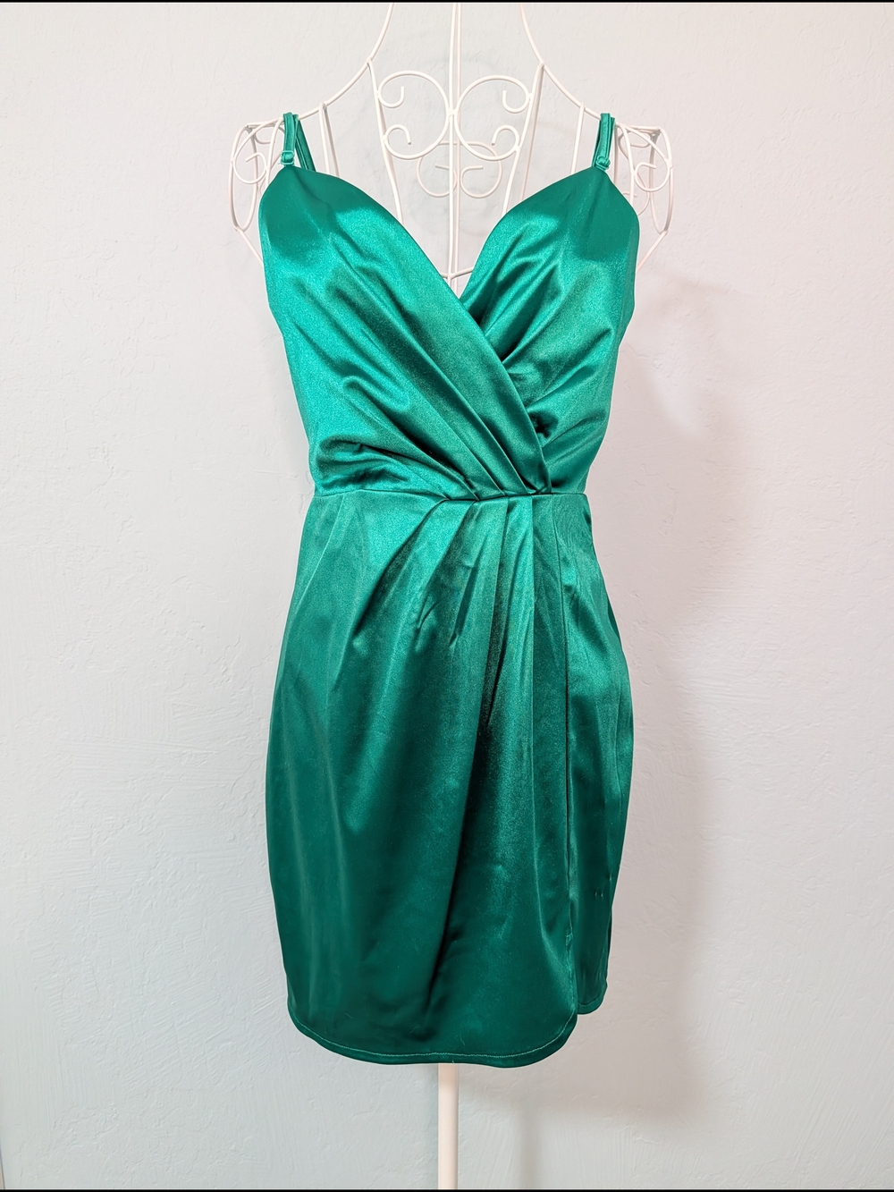 B Darlin Emerald Green Satin Mini Dress